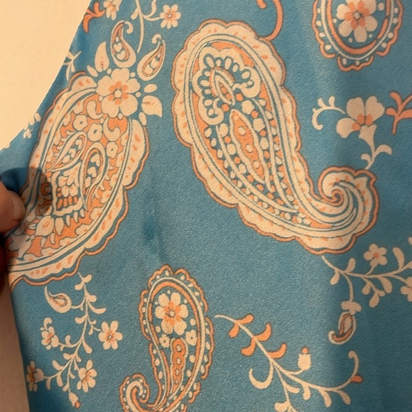Dress Forum | Mini slip dress Paisley & ditsy floral Women size L satin sky blue - Picture 6 of 9